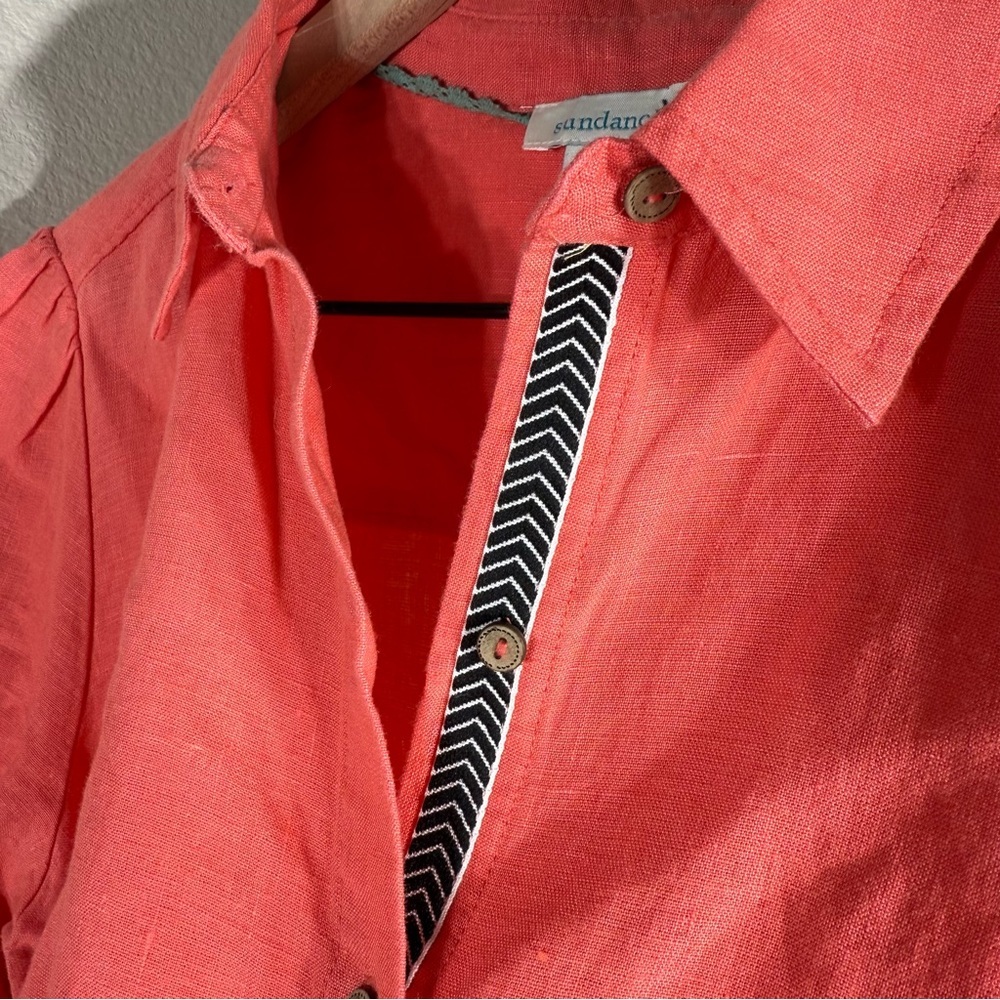 Sundance Classic Tales shirt Half Pink/Coral Linen Shirt Size XS - Picture 6 of 7